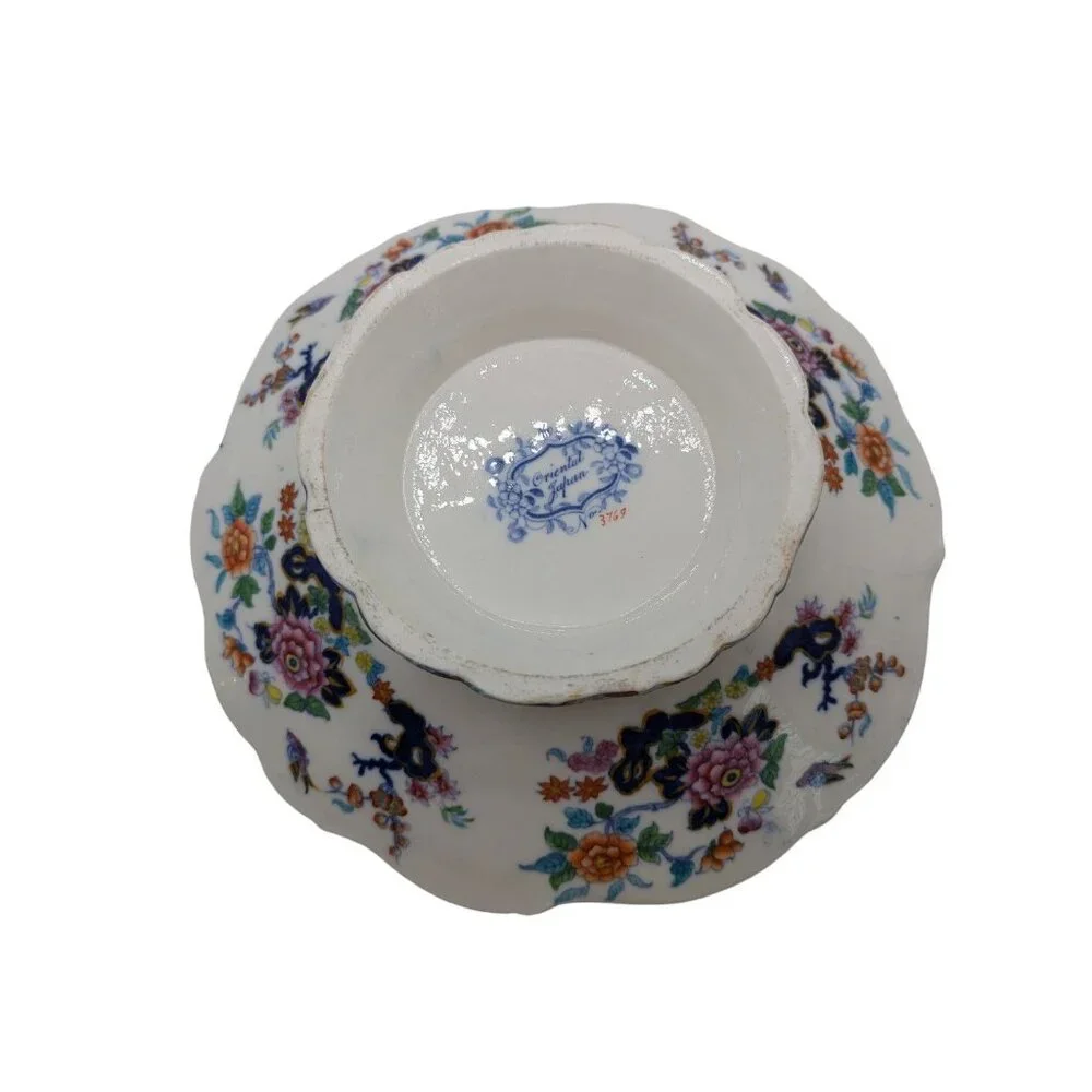 Antique Minton Oriental Japan Floral Pedestal Plate 10